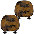 Dark Brown Camouflage Print Car Headrest Covers