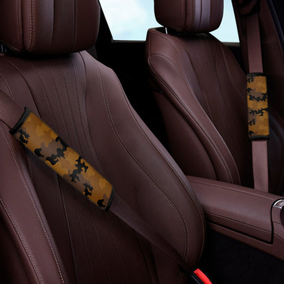 Dark Brown Camouflage Print Car Seat Belt Covers