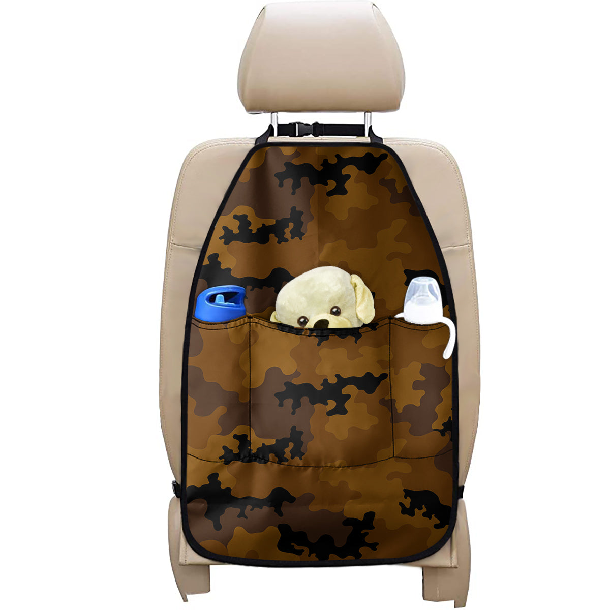 Dark Brown Camouflage Print Car Seat Organizers