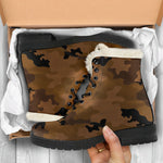 Dark Brown Camouflage Print Comfy Boots GearFrost