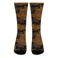 Dark Brown Camouflage Print Crew Socks