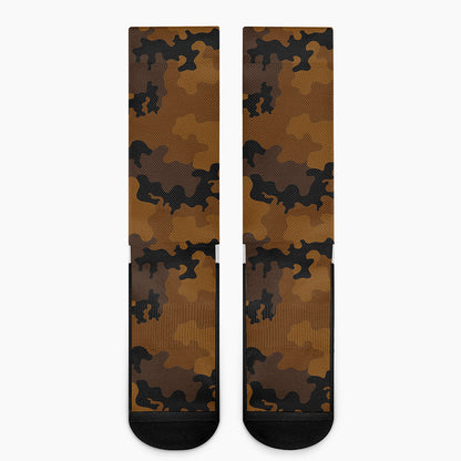 Dark Brown Camouflage Print Crew Socks