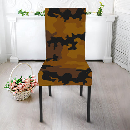 Dark Brown Camouflage Print Dining Chair Slipcover