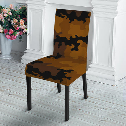 Dark Brown Camouflage Print Dining Chair Slipcover
