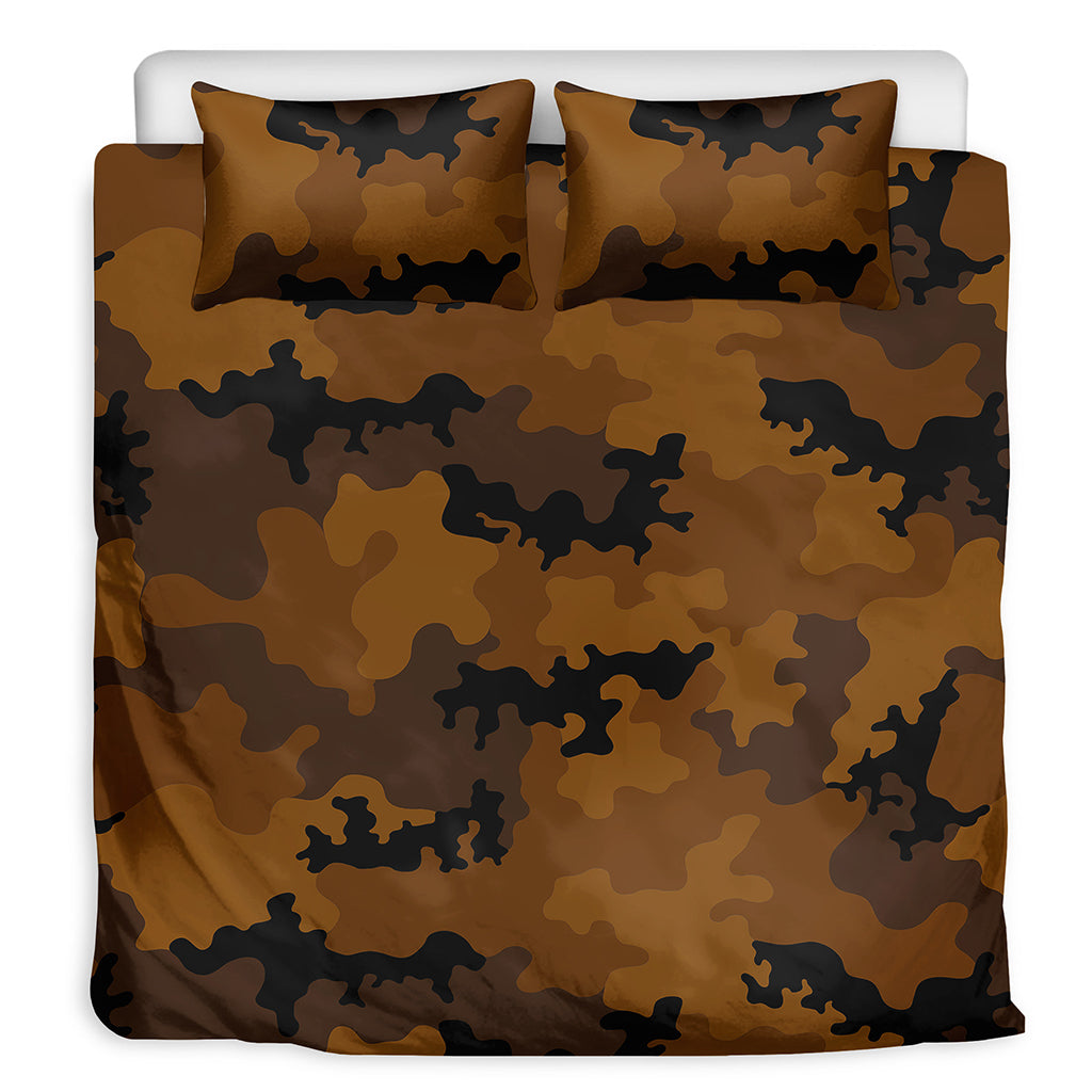 Dark Brown Camouflage Print Duvet Cover Bedding Set