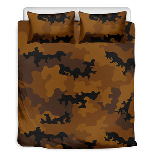 Dark Brown Camouflage Print Duvet Cover Bedding Set