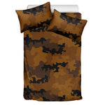 Dark Brown Camouflage Print Duvet Cover Bedding Set