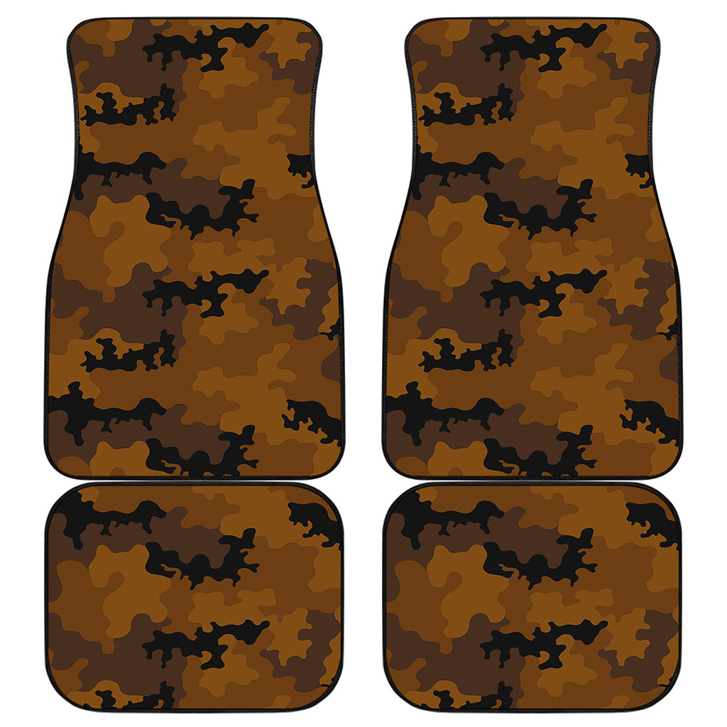 Dark Brown Camouflage Print Front and Back Car Floor Mats