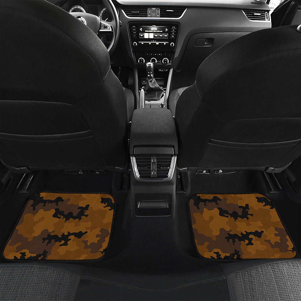 Dark Brown Camouflage Print Front and Back Car Floor Mats