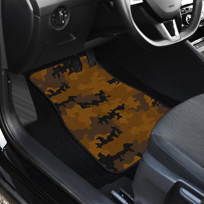 Dark Brown Camouflage Print Front and Back Car Floor Mats