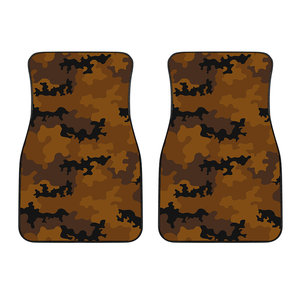 Dark Brown Camouflage Print Front Car Floor Mats