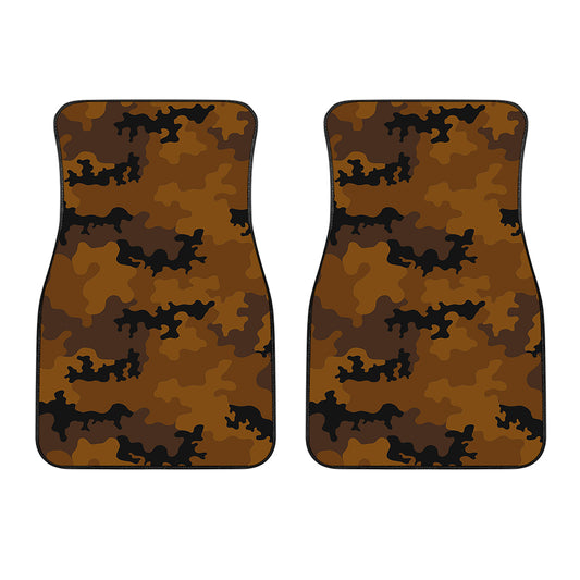 Dark Brown Camouflage Print Front Car Floor Mats