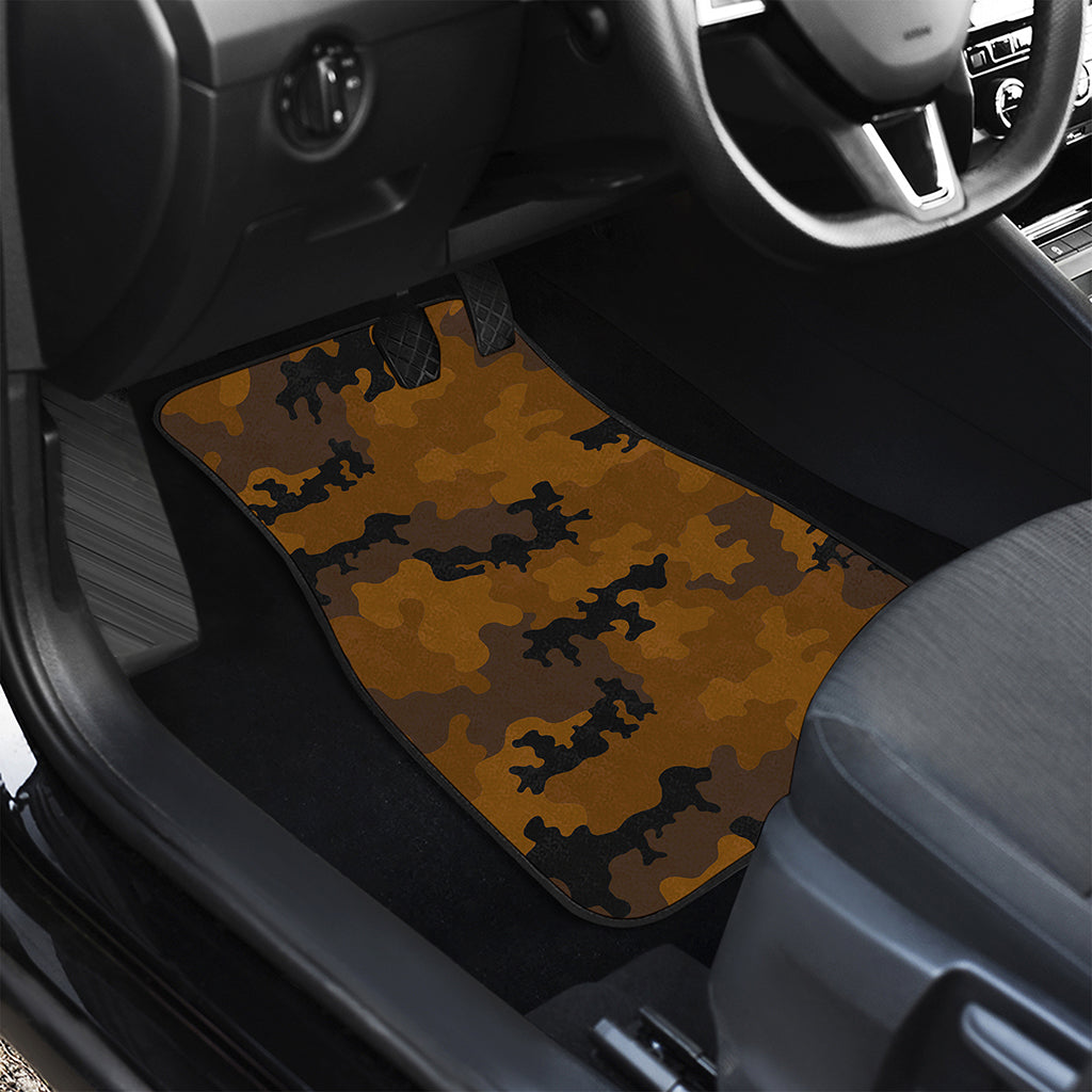 Dark Brown Camouflage Print Front Car Floor Mats