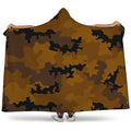 Dark Brown Camouflage Print Hooded Blanket