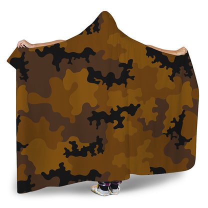 Dark Brown Camouflage Print Hooded Blanket