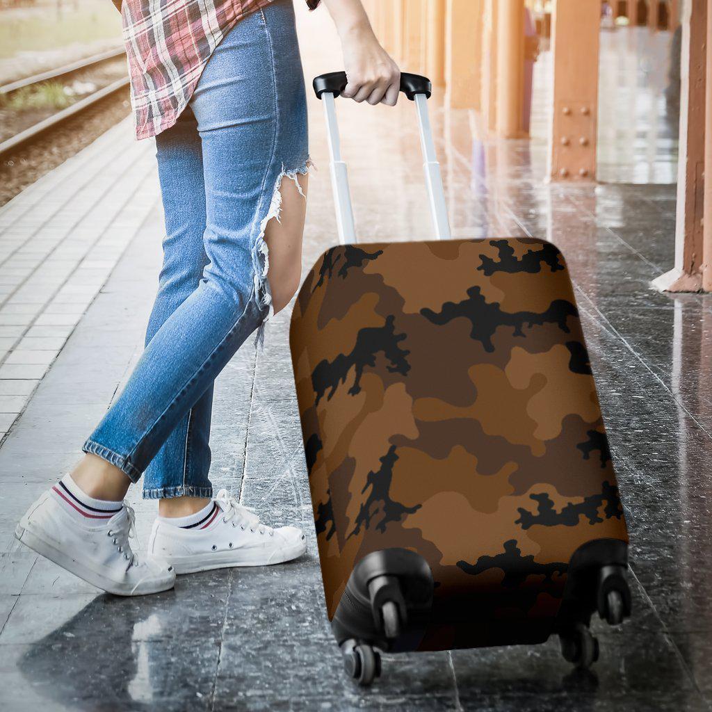 Dark Brown Camouflage Print Luggage Cover GearFrost