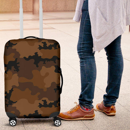 Dark Brown Camouflage Print Luggage Cover GearFrost