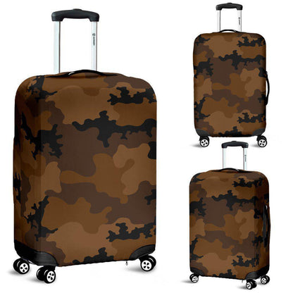 Dark Brown Camouflage Print Luggage Cover GearFrost