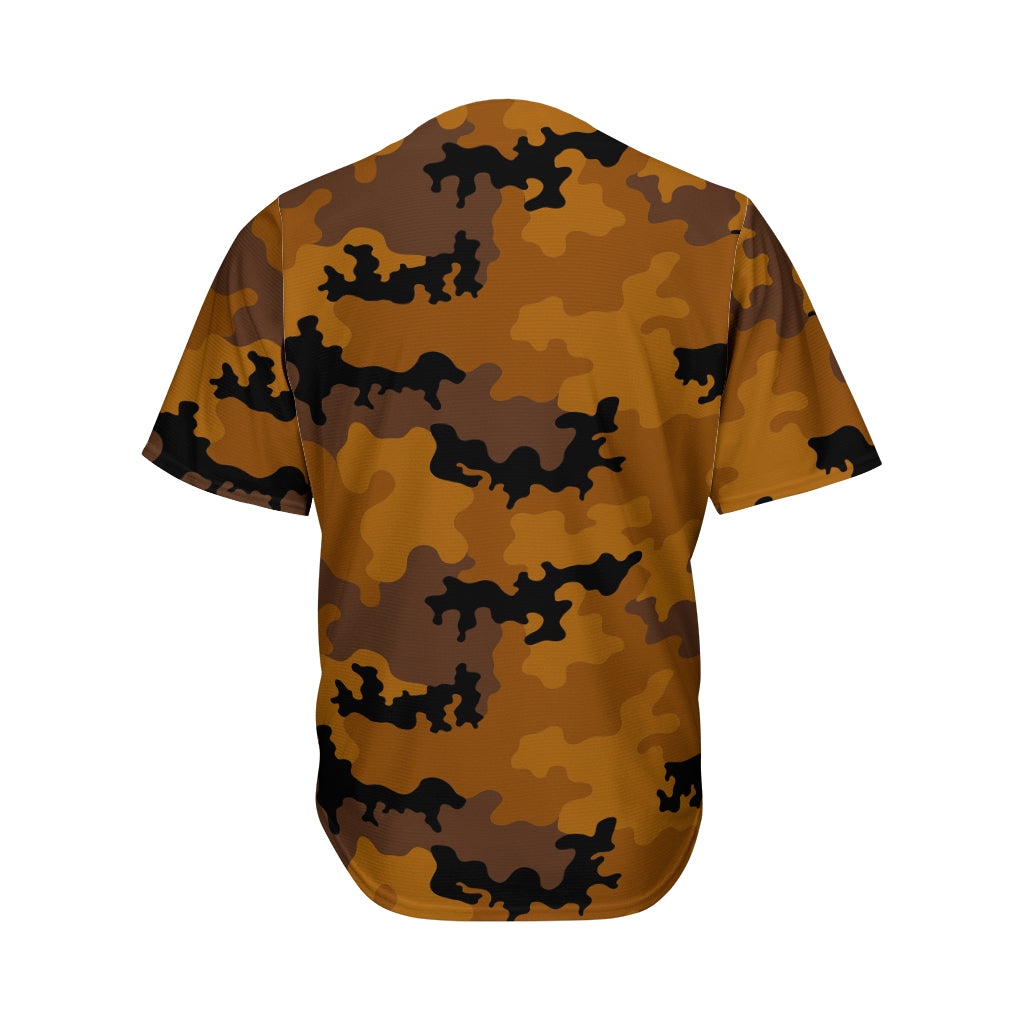Dark Brown Camouflage Print Men's Baseball Jersey