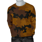 Dark Brown Camouflage Print Men's Crewneck Sweatshirt GearFrost