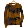 Dark Brown Camouflage Print Men's Crewneck Sweatshirt GearFrost