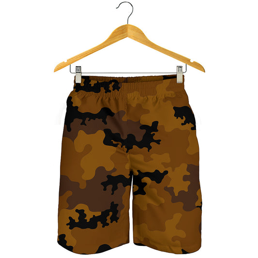 Dark Brown Camouflage Print Men's Shorts
