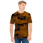 Dark Brown Camouflage Print Men's T-Shirt