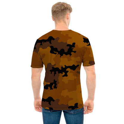 Dark Brown Camouflage Print Men's T-Shirt