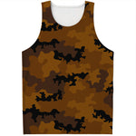 Dark Brown Camouflage Print Men's Tank Top