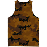 Dark Brown Camouflage Print Men's Tank Top