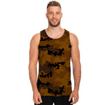 Dark Brown Camouflage Print Men's Tank Top