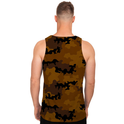 Dark Brown Camouflage Print Men's Tank Top