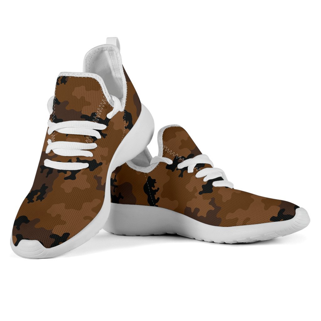 Dark Brown Camouflage Print Mesh Knit Shoes GearFrost