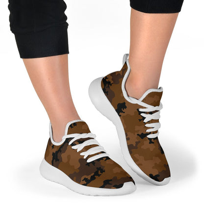 Dark Brown Camouflage Print Mesh Knit Shoes GearFrost