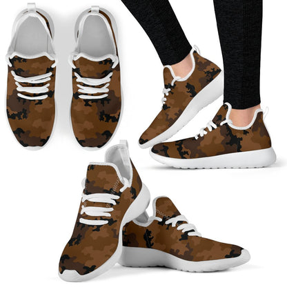 Dark Brown Camouflage Print Mesh Knit Shoes GearFrost