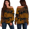 Dark Brown Camouflage Print Off Shoulder Sweatshirt GearFrost