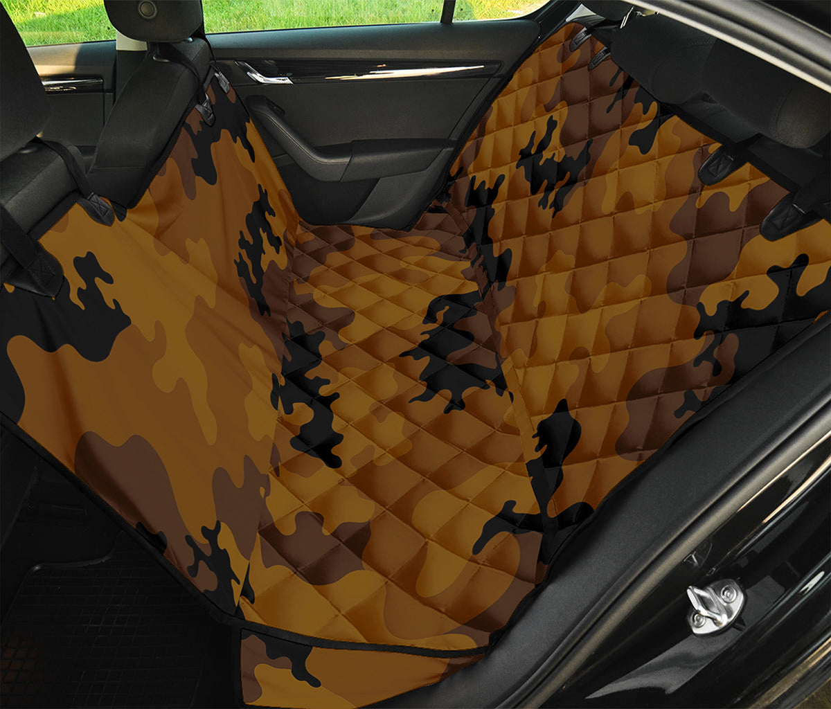 Dark Brown Camouflage Print Pet Car Back Seat Cover