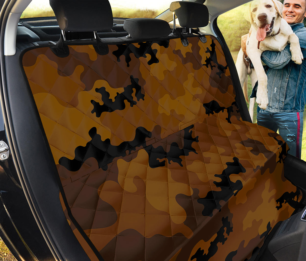 Dark Brown Camouflage Print Pet Car Back Seat Cover