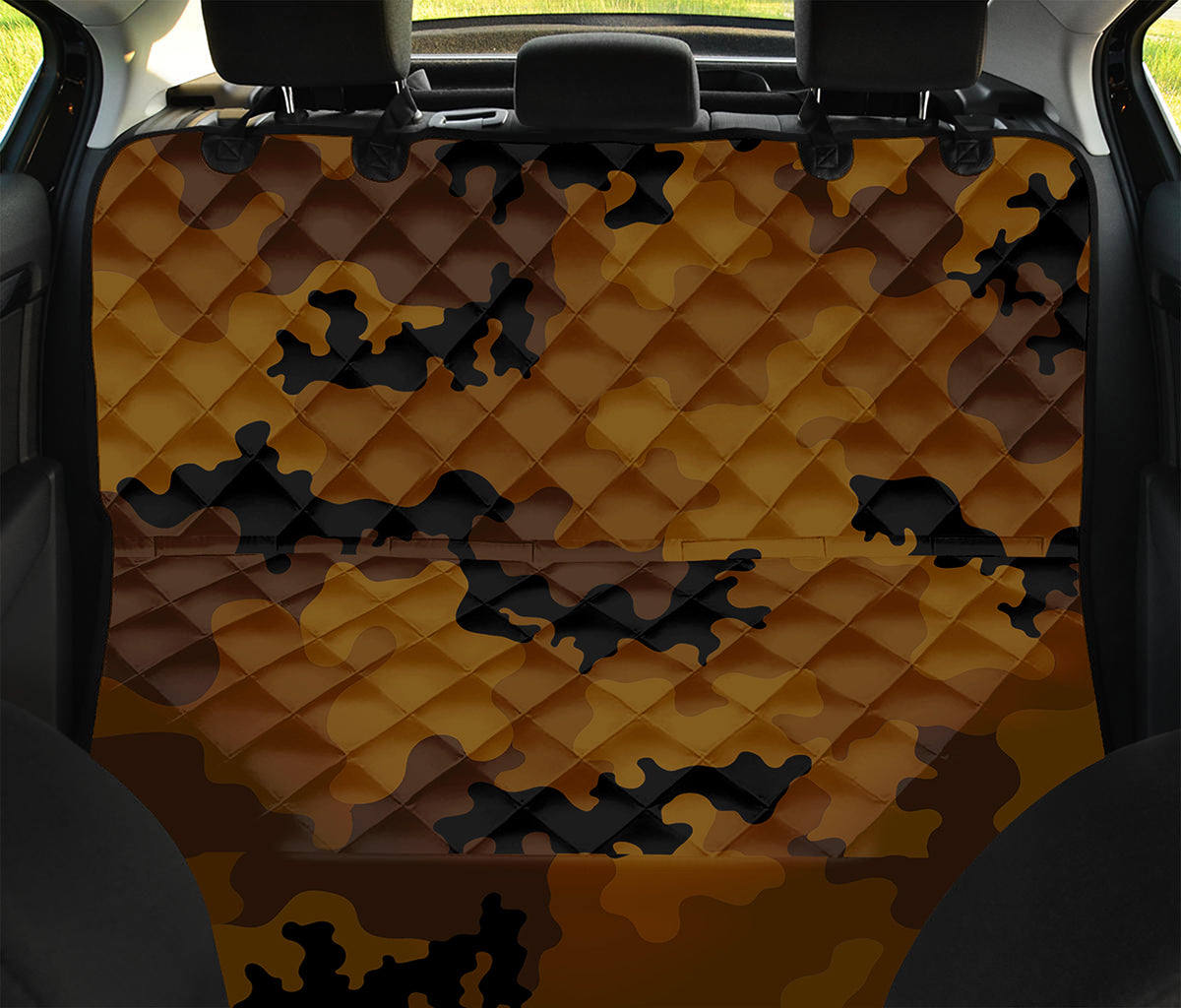 Dark Brown Camouflage Print Pet Car Back Seat Cover