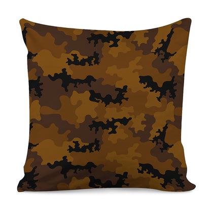 Dark Brown Camouflage Print Pillow Cover