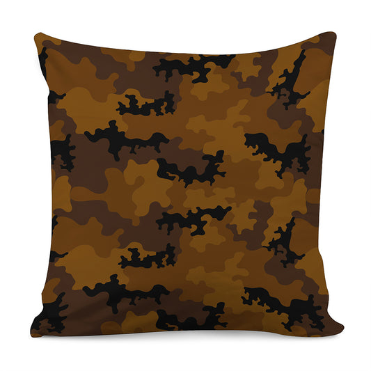 Dark Brown Camouflage Print Pillow Cover
