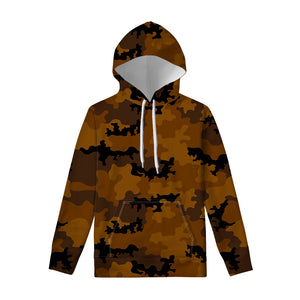 Dark Brown Camouflage Print Pullover Hoodie