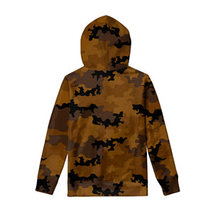 Dark Brown Camouflage Print Pullover Hoodie