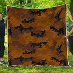 Dark Brown Camouflage Print Quilt