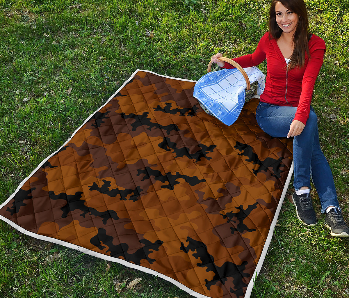 Dark Brown Camouflage Print Quilt