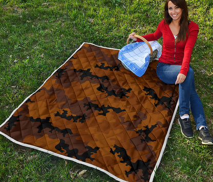Dark Brown Camouflage Print Quilt