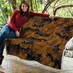 Dark Brown Camouflage Print Quilt