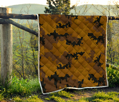 Dark Brown Camouflage Print Quilt