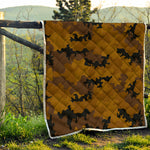Dark Brown Camouflage Print Quilt