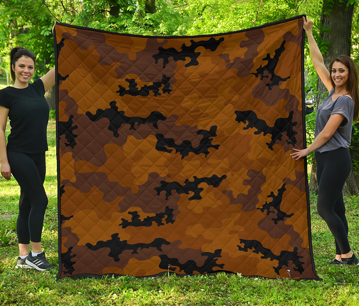 Dark Brown Camouflage Print Quilt